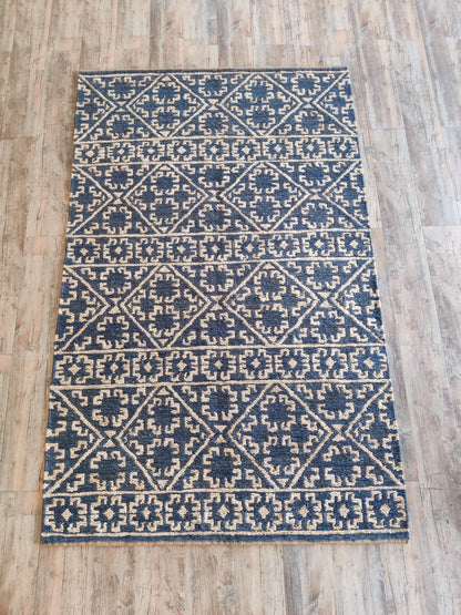 Cobalt Canyon Diamond Bespoke Mediterranean Soumak rug