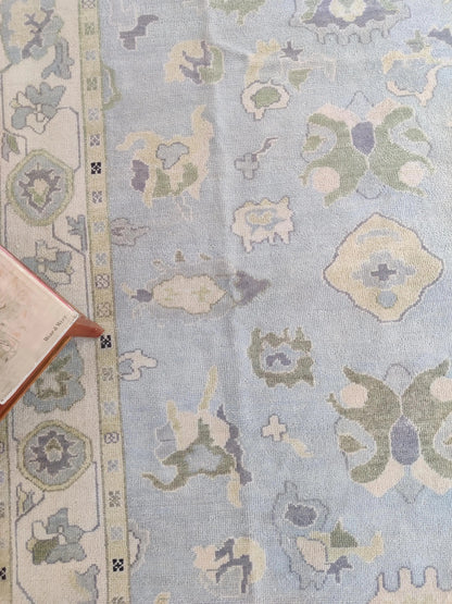Serene Horizon Hand-Knotted Wool Modern Oushak Rug