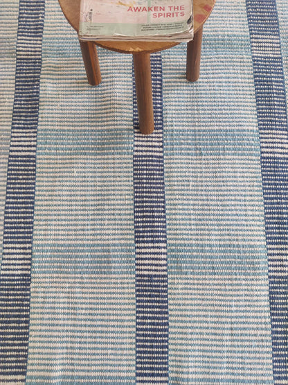 Traditional Indigo Striped Hand-Loomed Area Rug