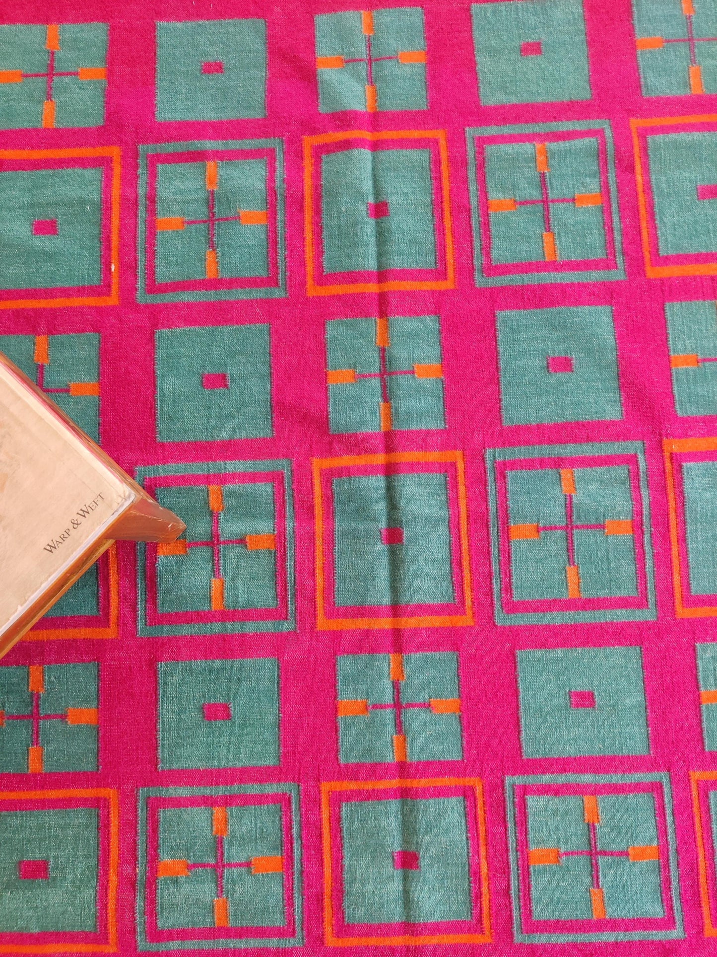 Modern Colorful Geometric Wool Dhurrie Rug