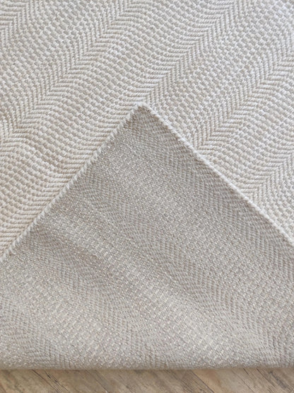 Neutral Beige Chevron Pattern Wool Carpet