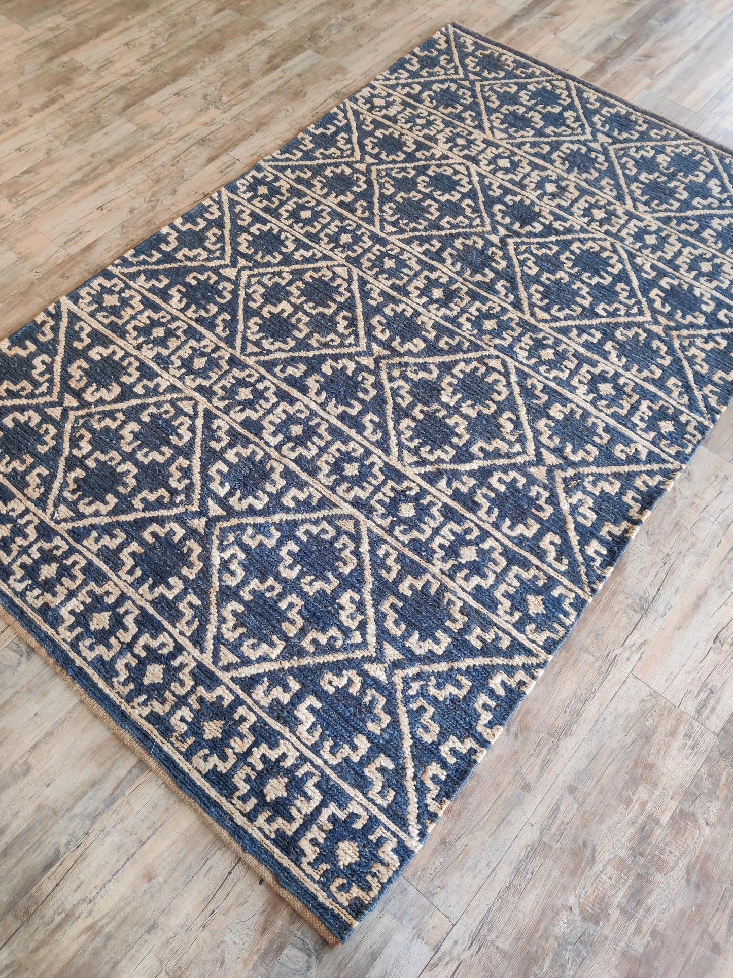 Cobalt Canyon Diamond Bespoke Mediterranean Soumak rug