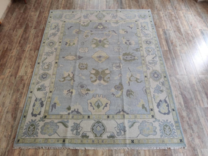 Serene Horizon Hand-Knotted Wool Modern Oushak Rug