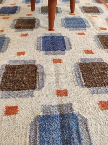 Multicolored Swedish Flatweave Wool Rug