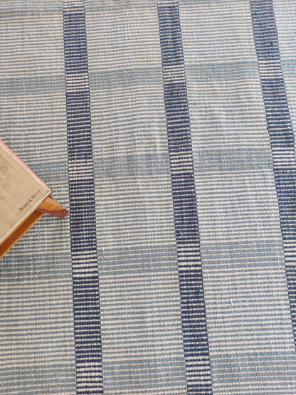 Traditional Indigo Striped Hand-Loomed Area Rug