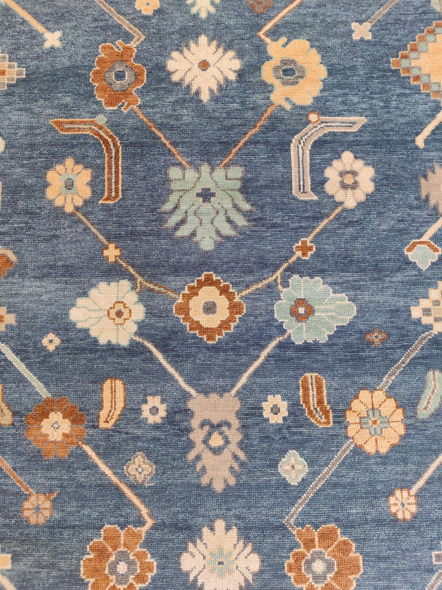 Grand-Scale Botanical Vine Hand-Knotted Rug