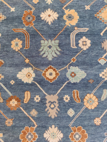 Grand-Scale Botanical Vine Hand-Knotted Rug