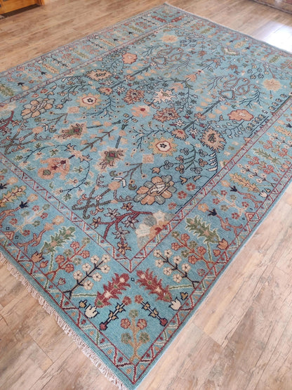 Turquoise Oasis Traditional Ziegler Mahal Floral Carpet