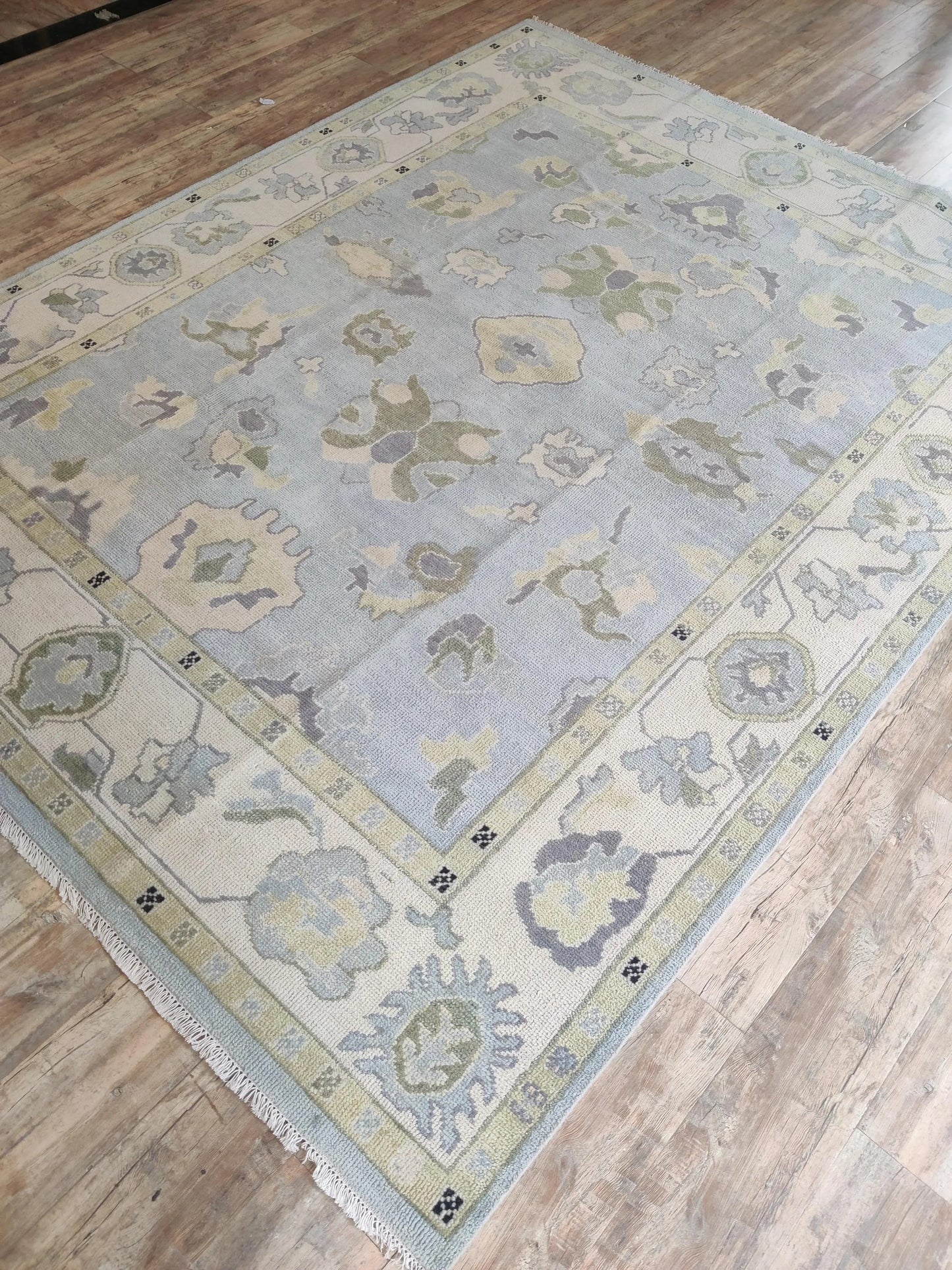 Serene Horizon Hand-Knotted Wool Modern Oushak Rug