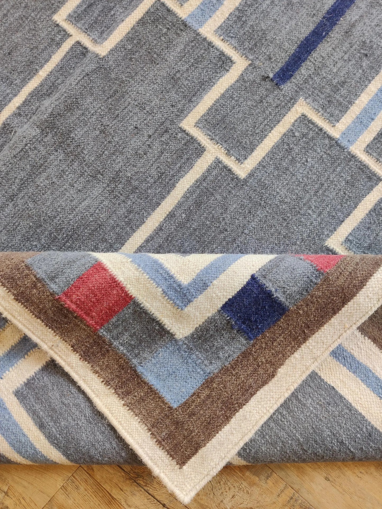 Geometric Vintage Scandinavian Swedish Kilim Rug