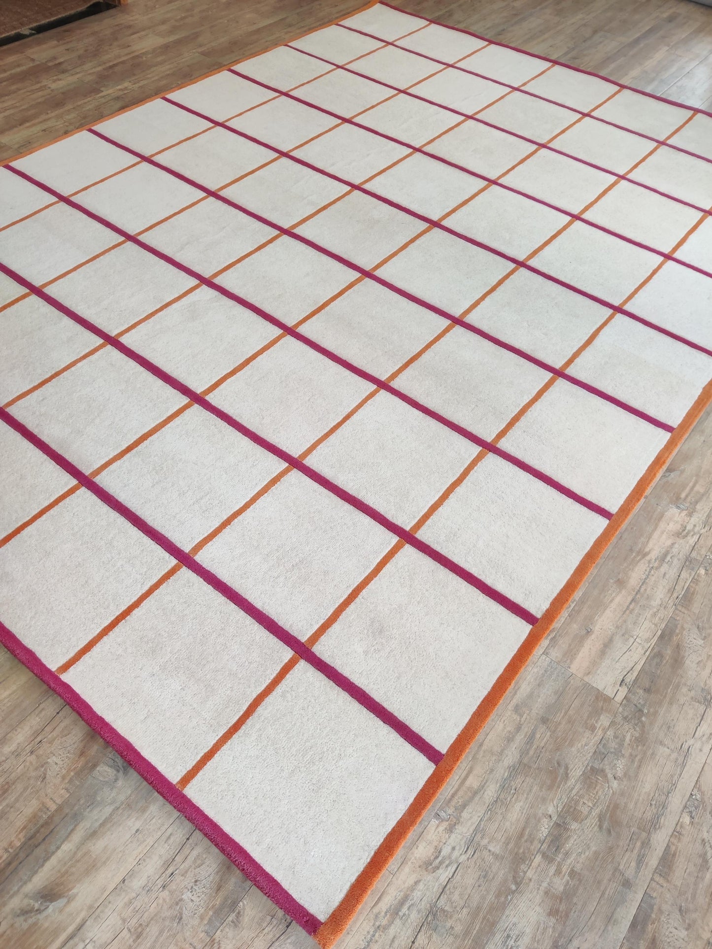 Nordic Ivory Matrix Plush High-Density Wool Floor Decor