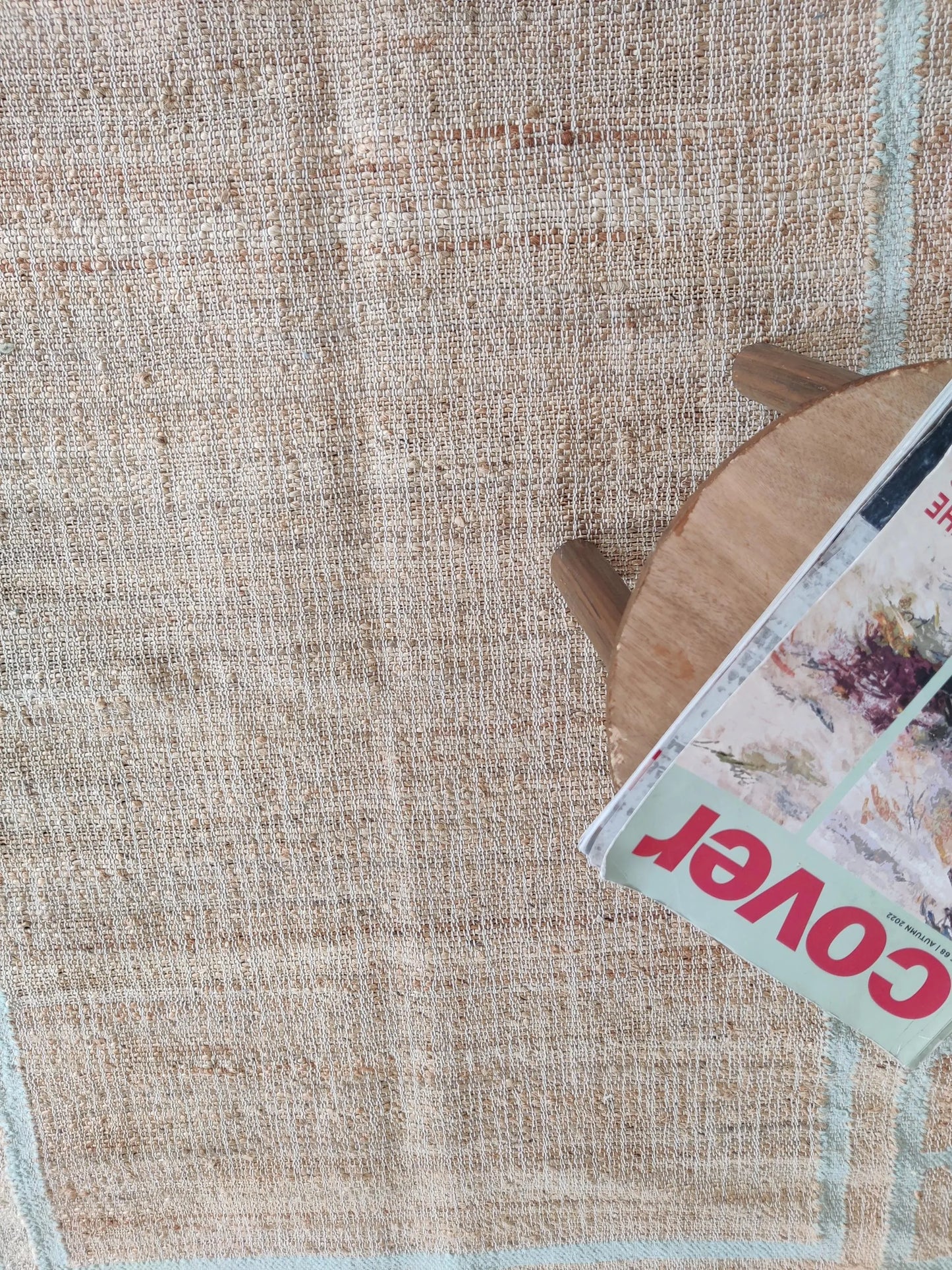 Home Decor Scallop Bordered Design cotton jute Rug,