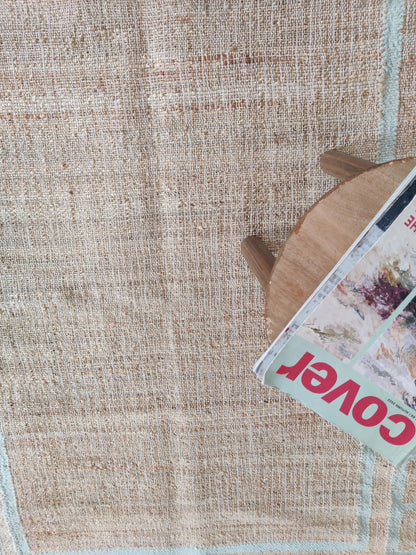 Home Decor Scallop Bordered Design cotton jute Rug,