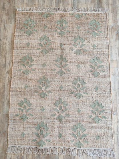 Modern Geometric Step Pattern cotton jute Kilim rug