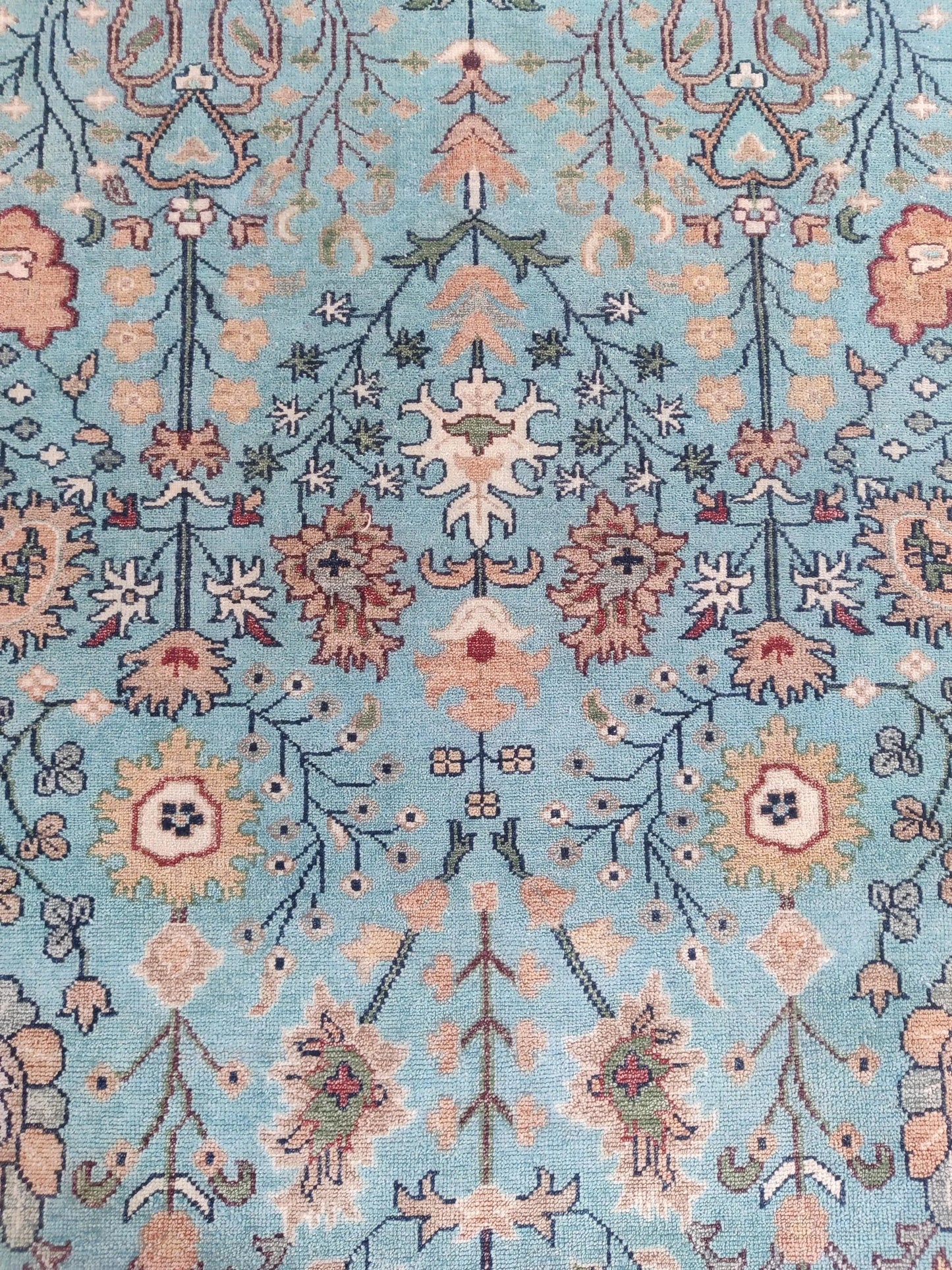 Turquoise Oasis Traditional Ziegler Mahal Floral Carpet