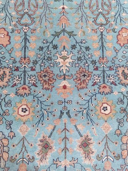 Turquoise Oasis Traditional Ziegler Mahal Floral Carpet