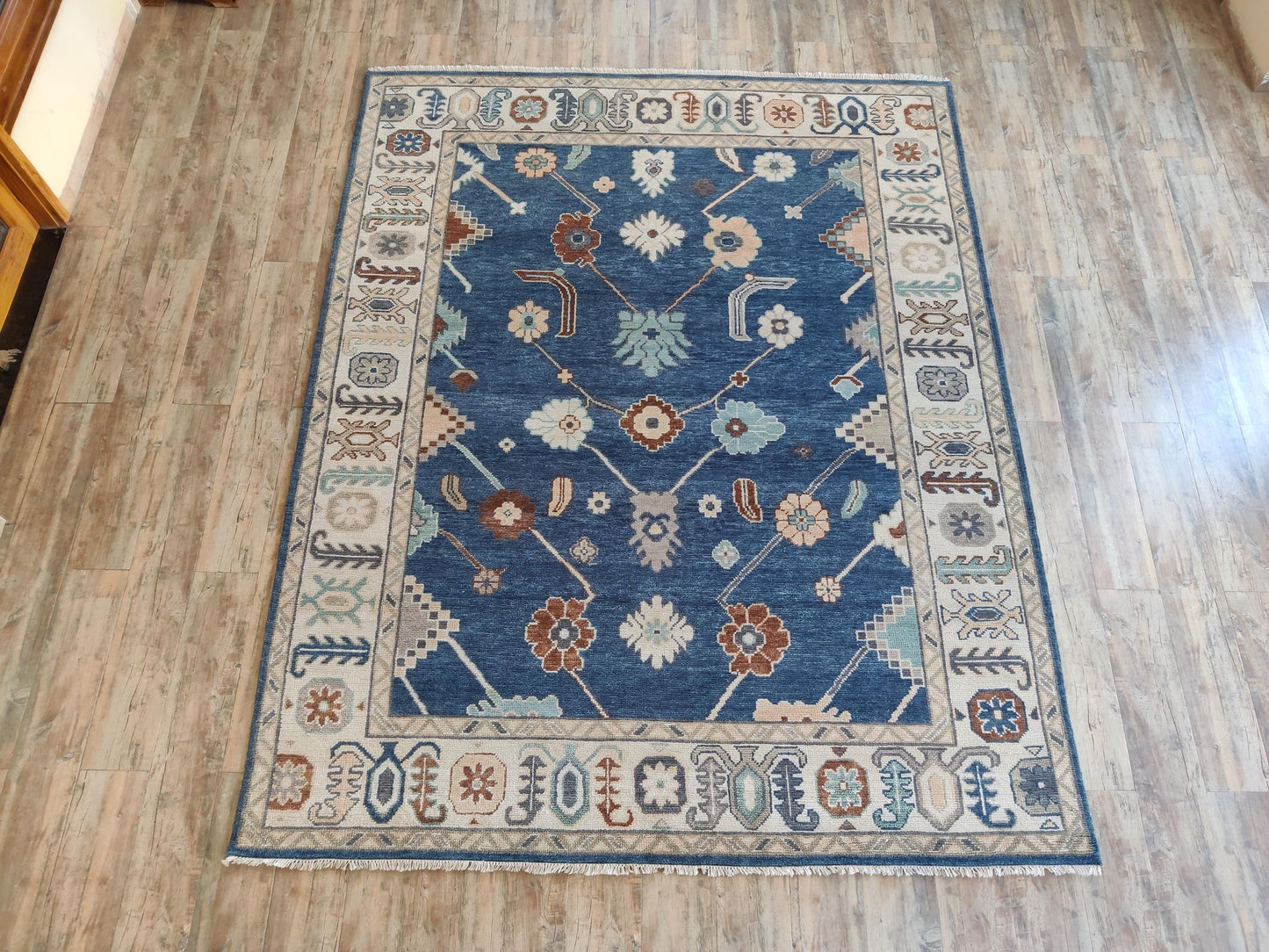 Grand-Scale Botanical Vine Hand-Knotted Rug