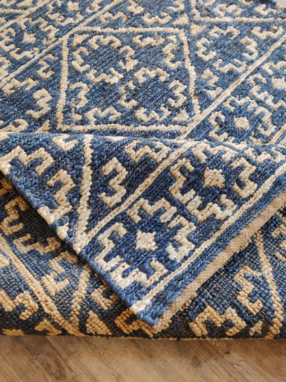 Cobalt Canyon Diamond Bespoke Mediterranean Soumak rug