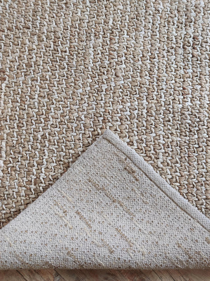 Organic Tan Herringbone Pattern Thick Jute Soumak Rug