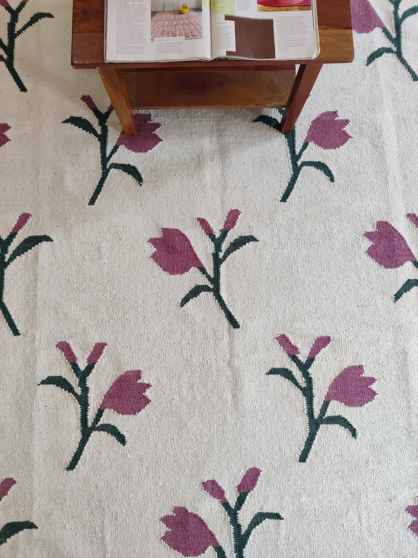 Bohemian Cottagecore Décor Tulip Pattern Carpet