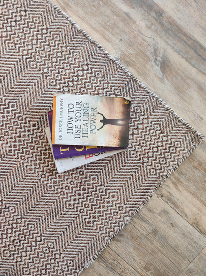 Premium Tonal Mauve Diamond Patterned Wool Flatweave Rug