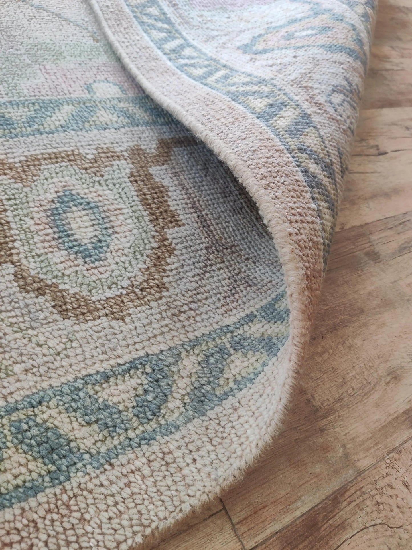 Pastel Heritage Hand-Knotted Oushak Carpet