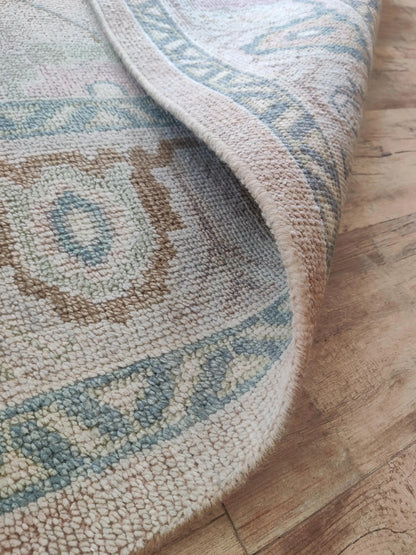 Pastel Heritage Hand-Knotted Oushak Carpet