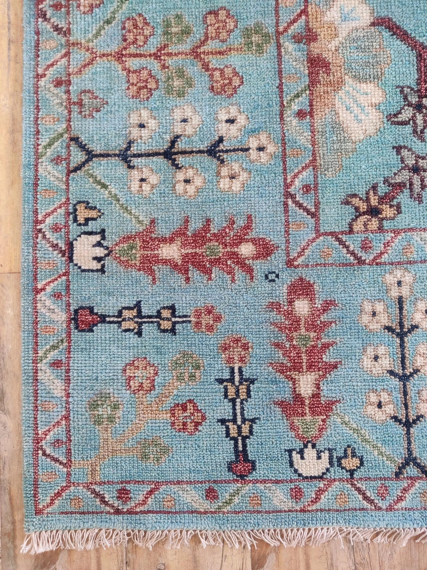 Turquoise Oasis Traditional Ziegler Mahal Floral Carpet
