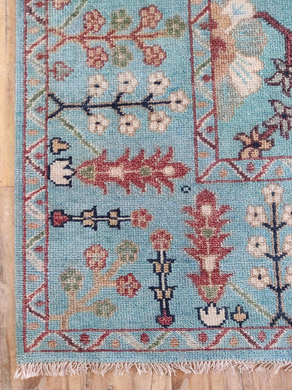 Turquoise Oasis Traditional Ziegler Mahal Floral Carpet