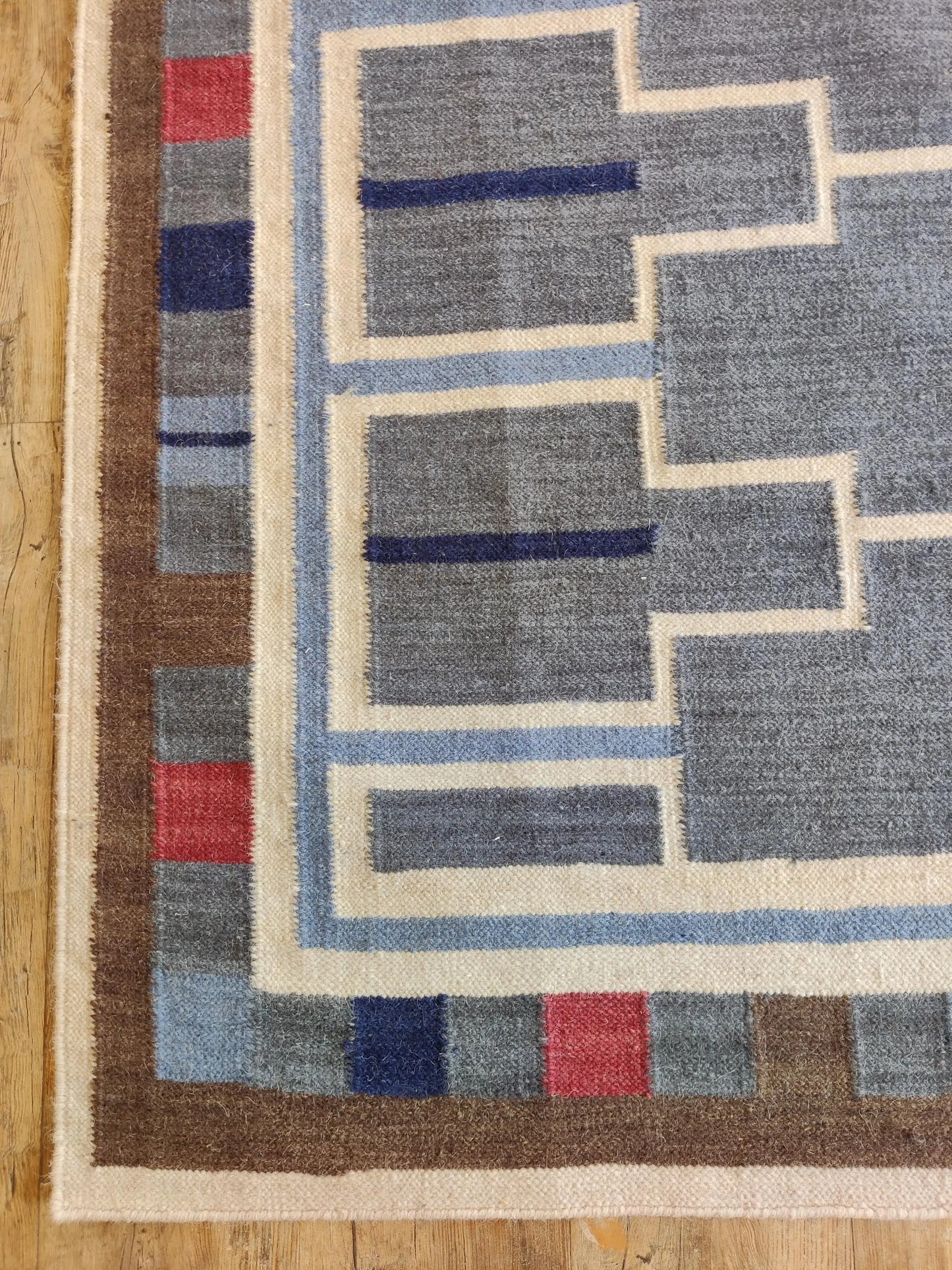 Geometric Vintage Scandinavian Swedish Kilim Rug
