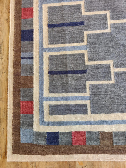 Geometric Vintage Scandinavian Swedish Kilim Rug