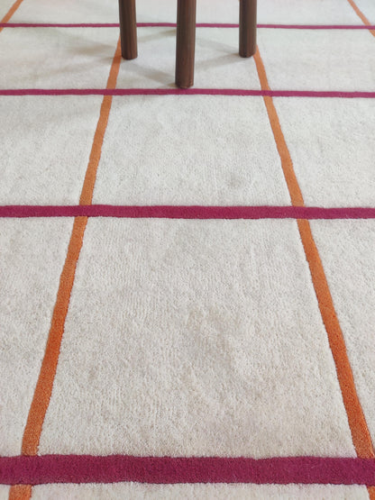 Nordic Ivory Matrix Plush High-Density Wool Floor Decor