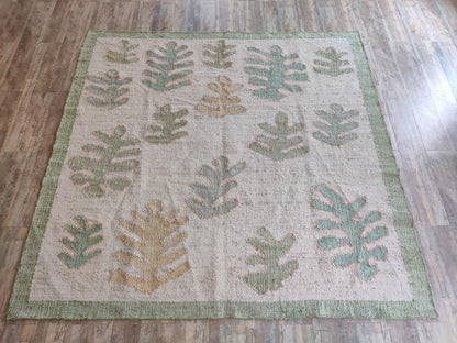 Natural Jute Leaf-patterned  Eco-Friendly Tropical Floor Décor Area Rug