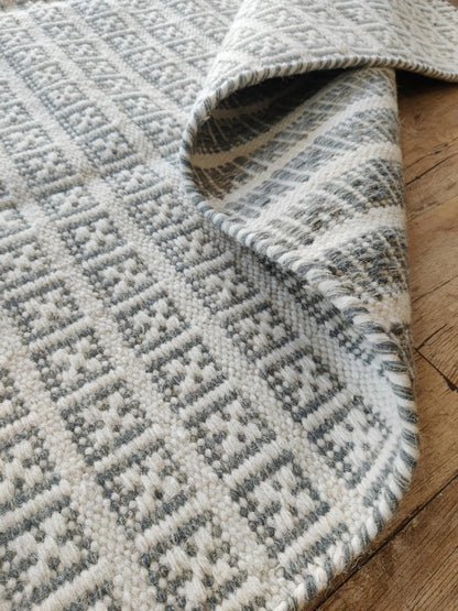 Beige Gray Modern Wool Carpet Scandinavian Handmade Floor Rug