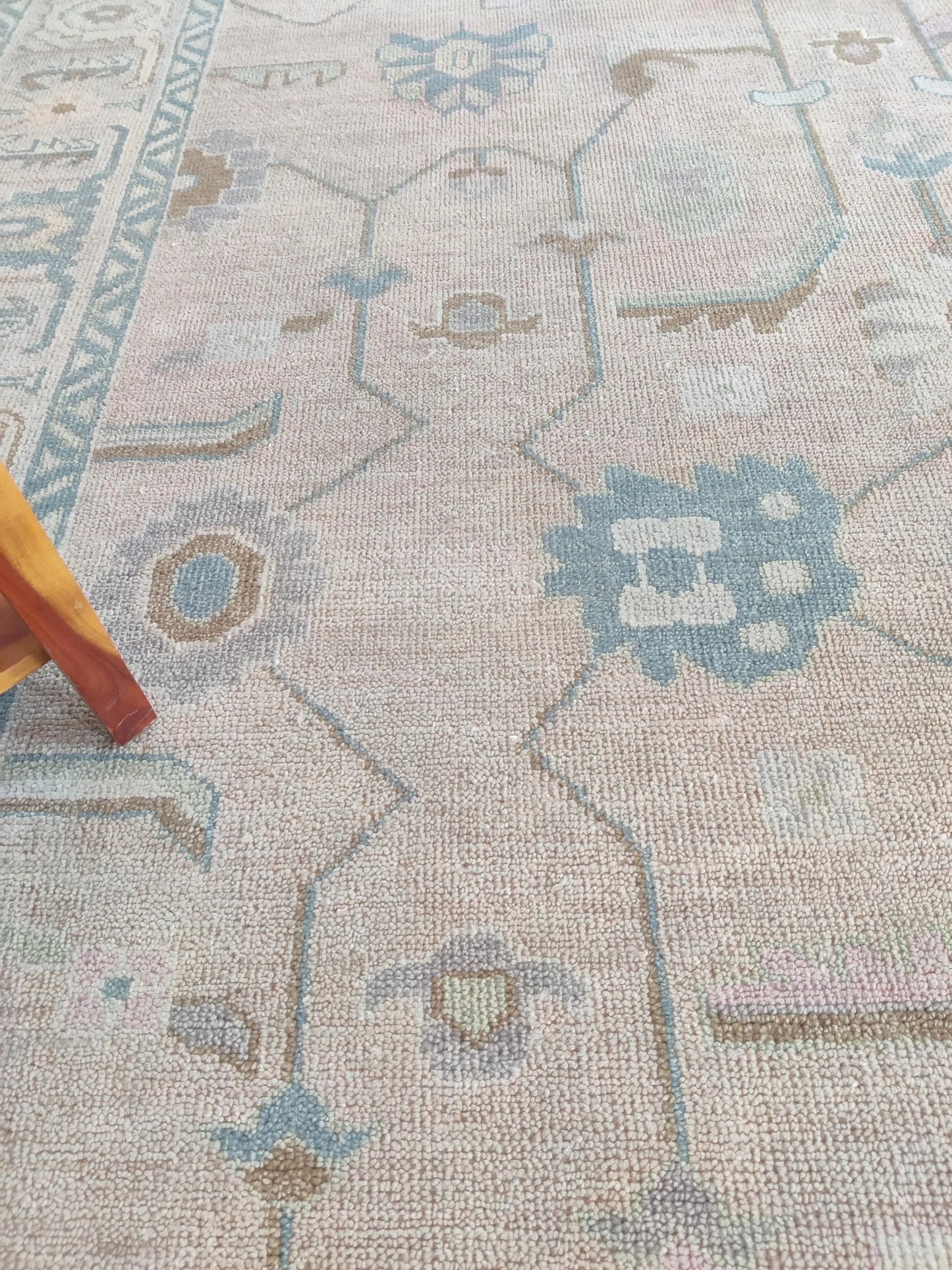 Pastel Heritage Hand-Knotted Oushak Carpet