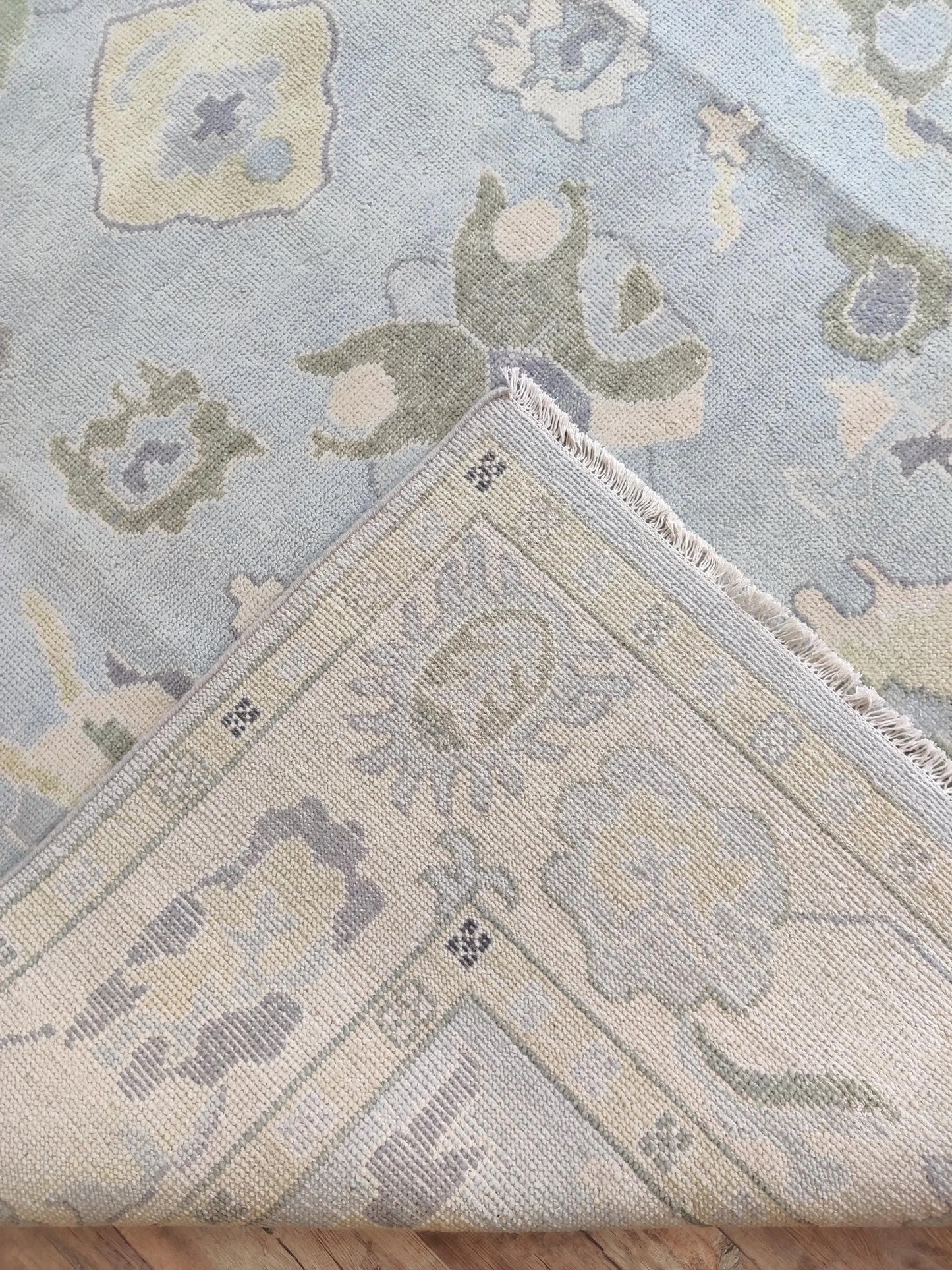 Serene Horizon Hand-Knotted Wool Modern Oushak Rug