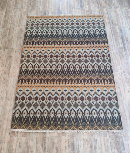 The Desert Prism Mustard Gold & Charcoal Soumak Rug