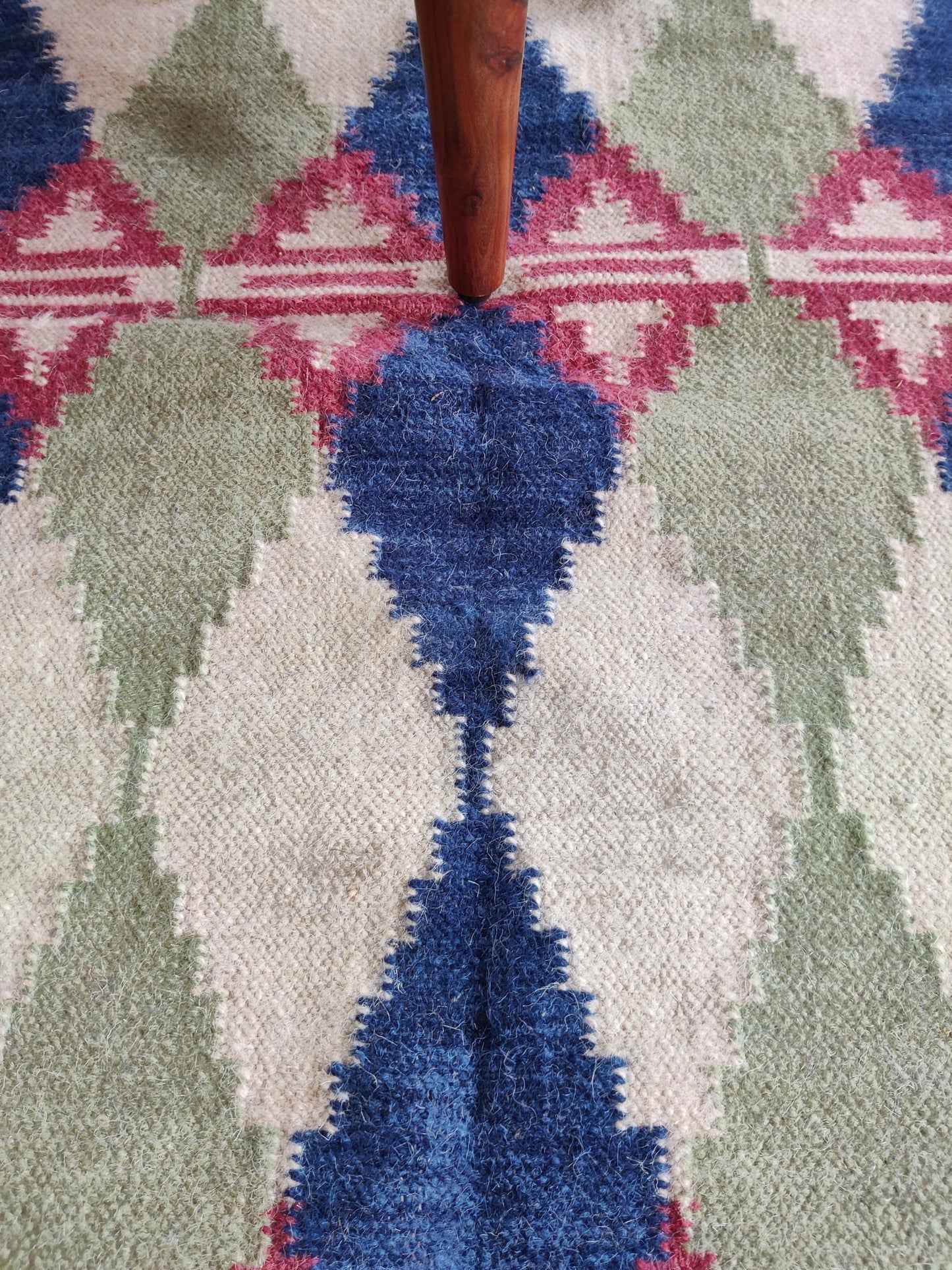 Handwoven Cotton Wool Rug,Diamond Pattern Carpet