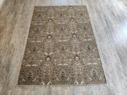 Mughal Garden Moss Olive Green Soumak Rug