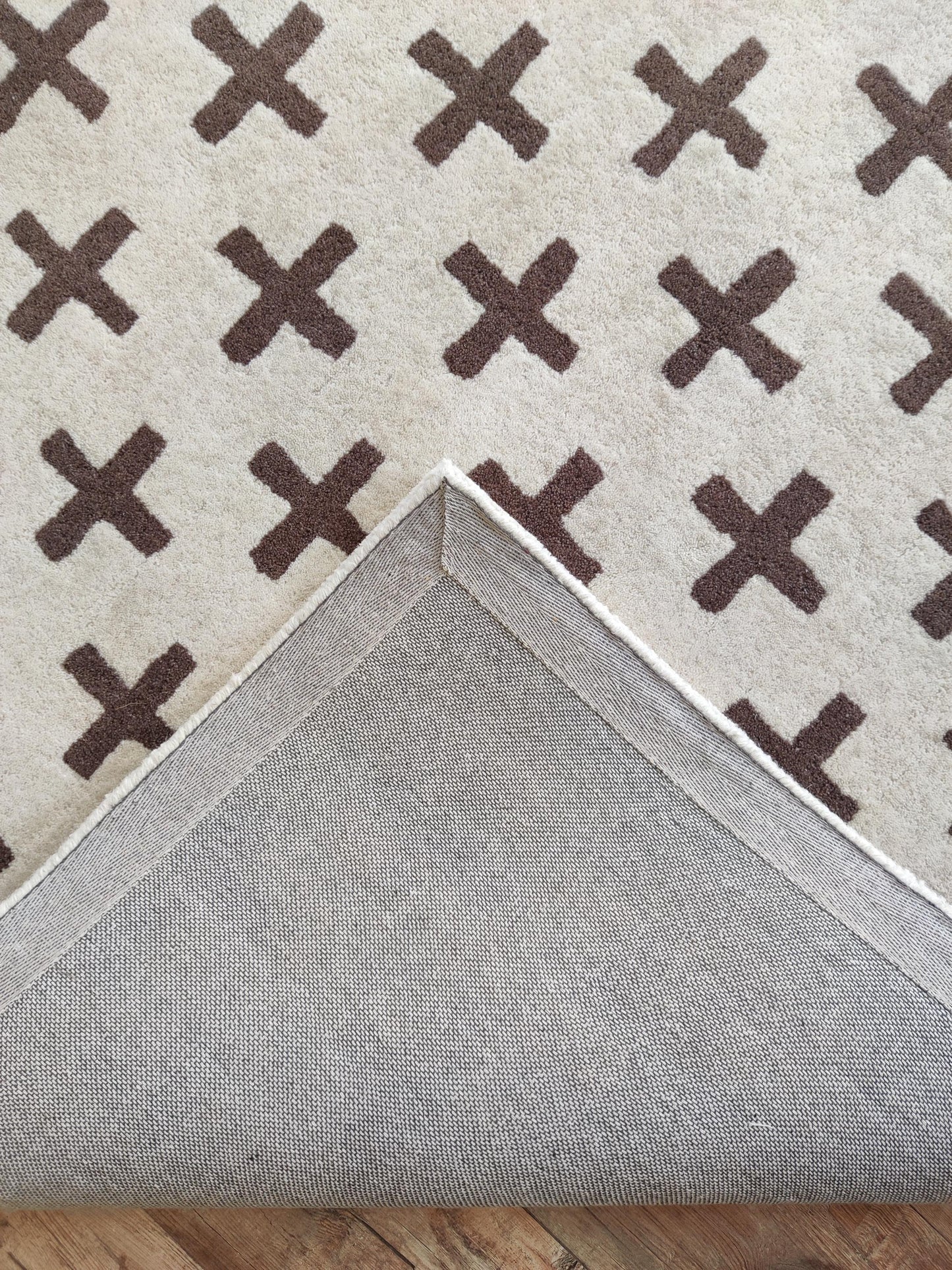 Nordic Swiss Cross Pattern High-Quality Handcrafted Minimalist Floor Decor