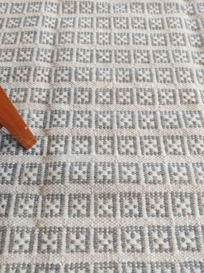 Beige Gray Modern Wool Carpet Scandinavian Handmade Floor Rug