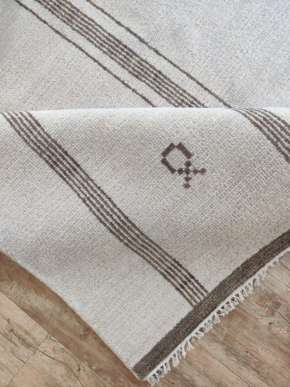 Nordic Path Vertical Striped Hand-Knotted Wool Rug