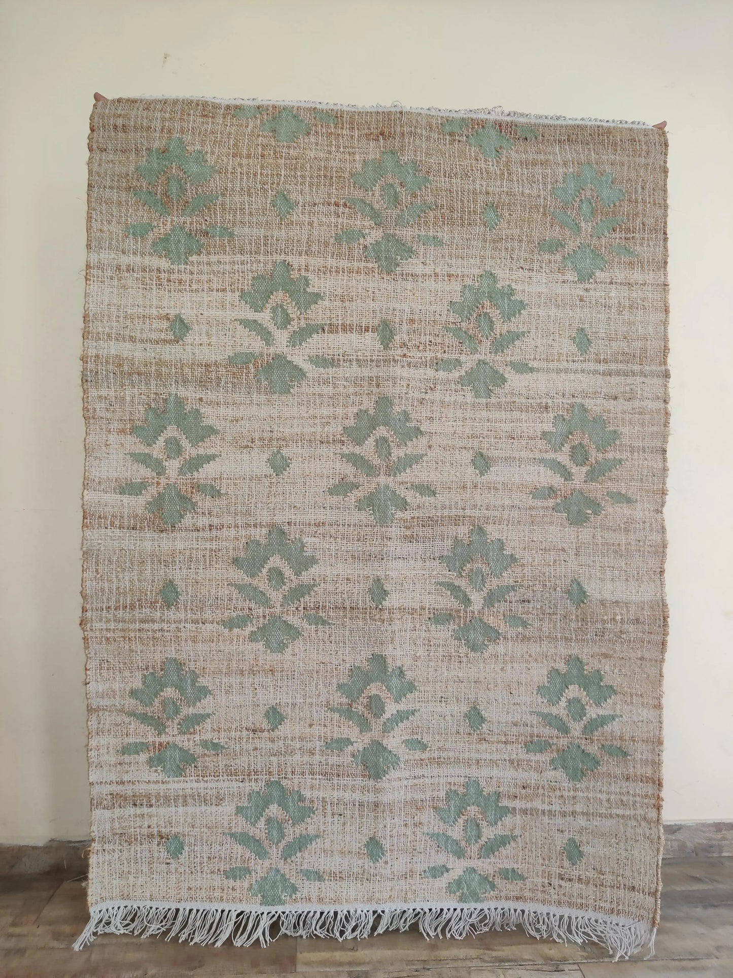 Modern Geometric Step Pattern cotton jute Kilim rug