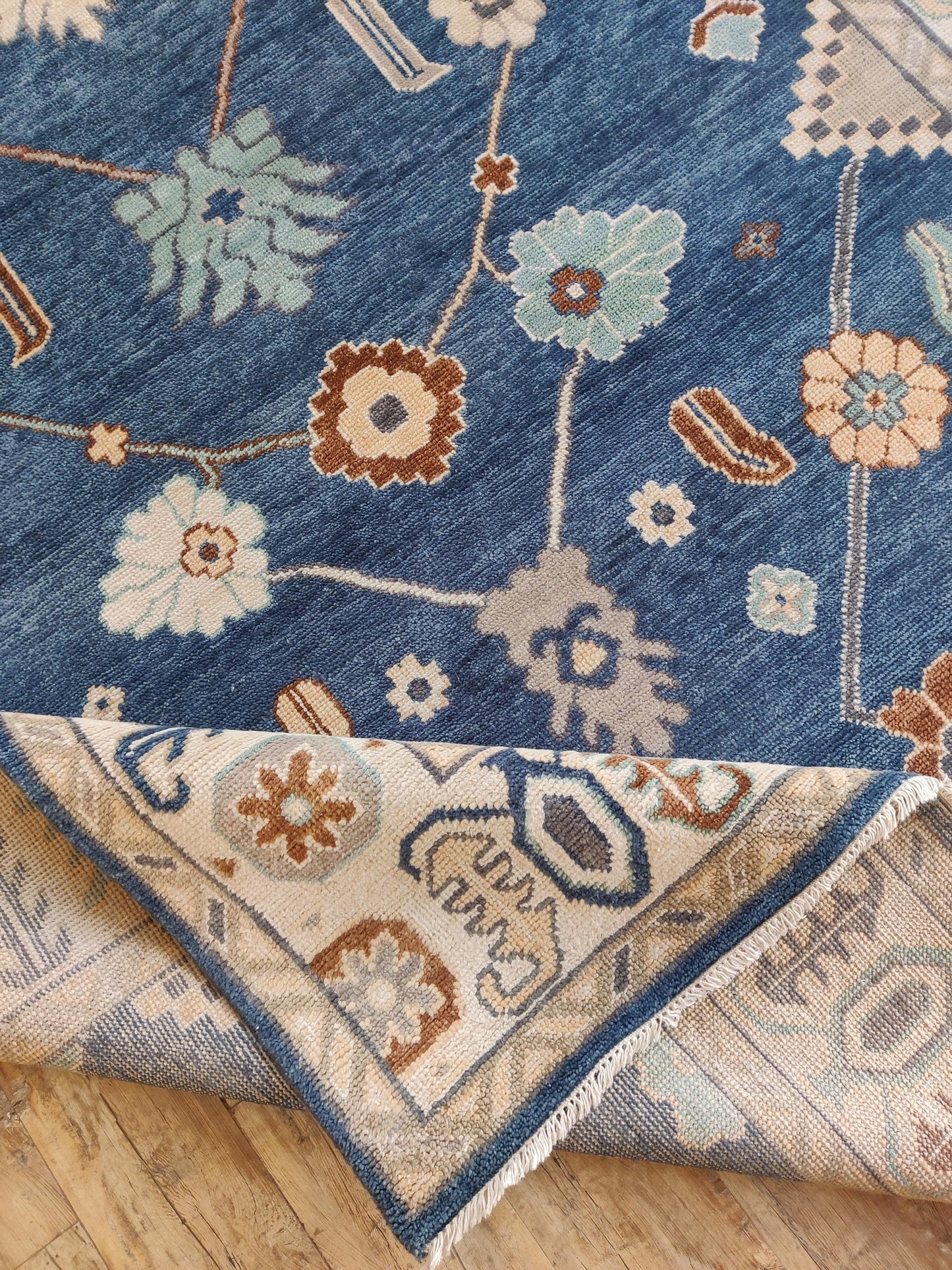 Grand-Scale Botanical Vine Hand-Knotted Rug