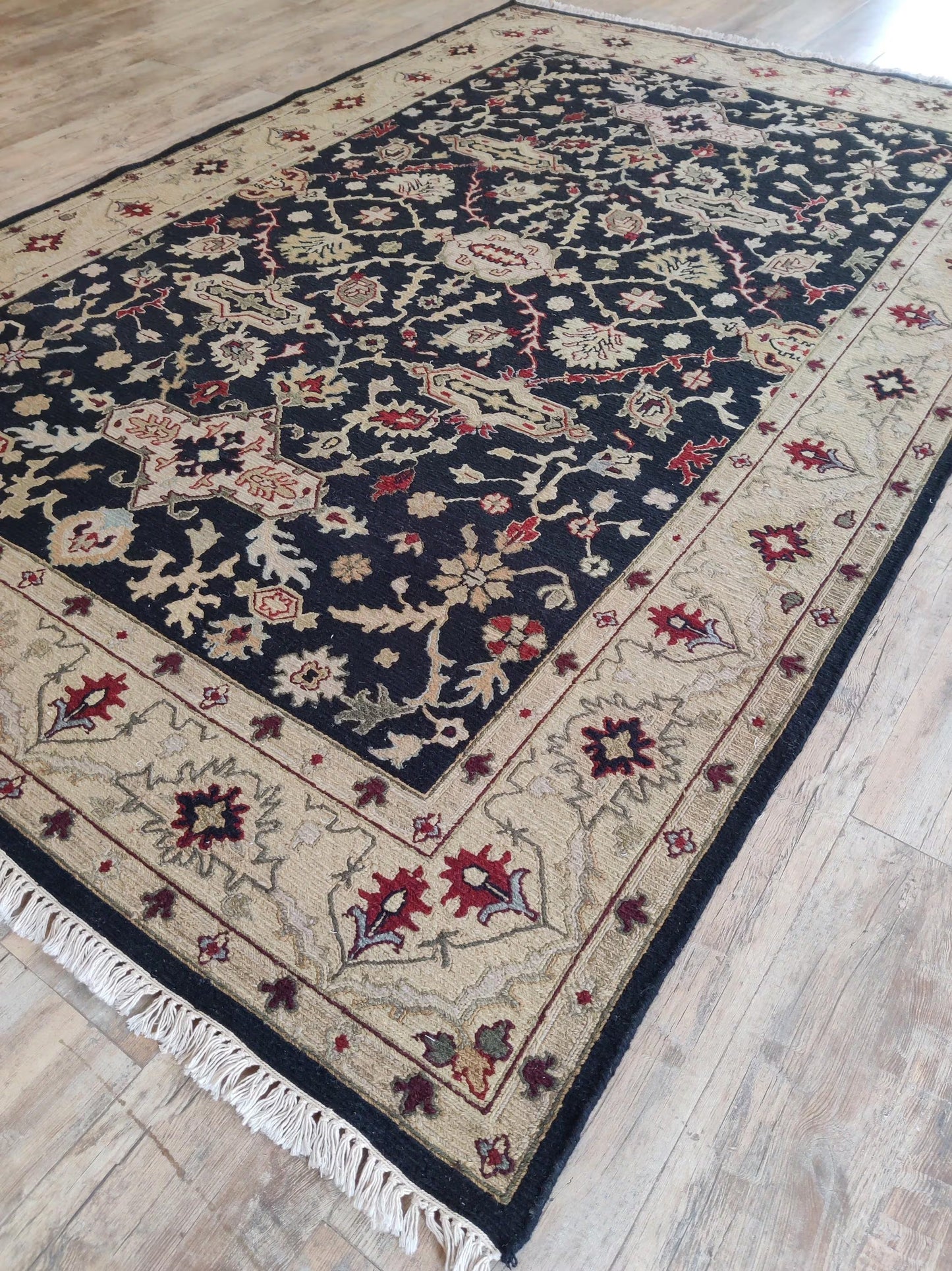 Bespoke Traditional Soumak Elegant Onyx Field with Classical Medallion Vine