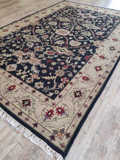 Bespoke Traditional Soumak Elegant Onyx Field with Classical Medallion Vine