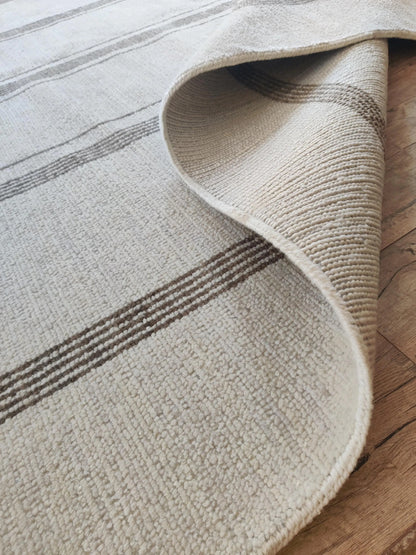Nordic Path Vertical Striped Hand-Knotted Wool Rug