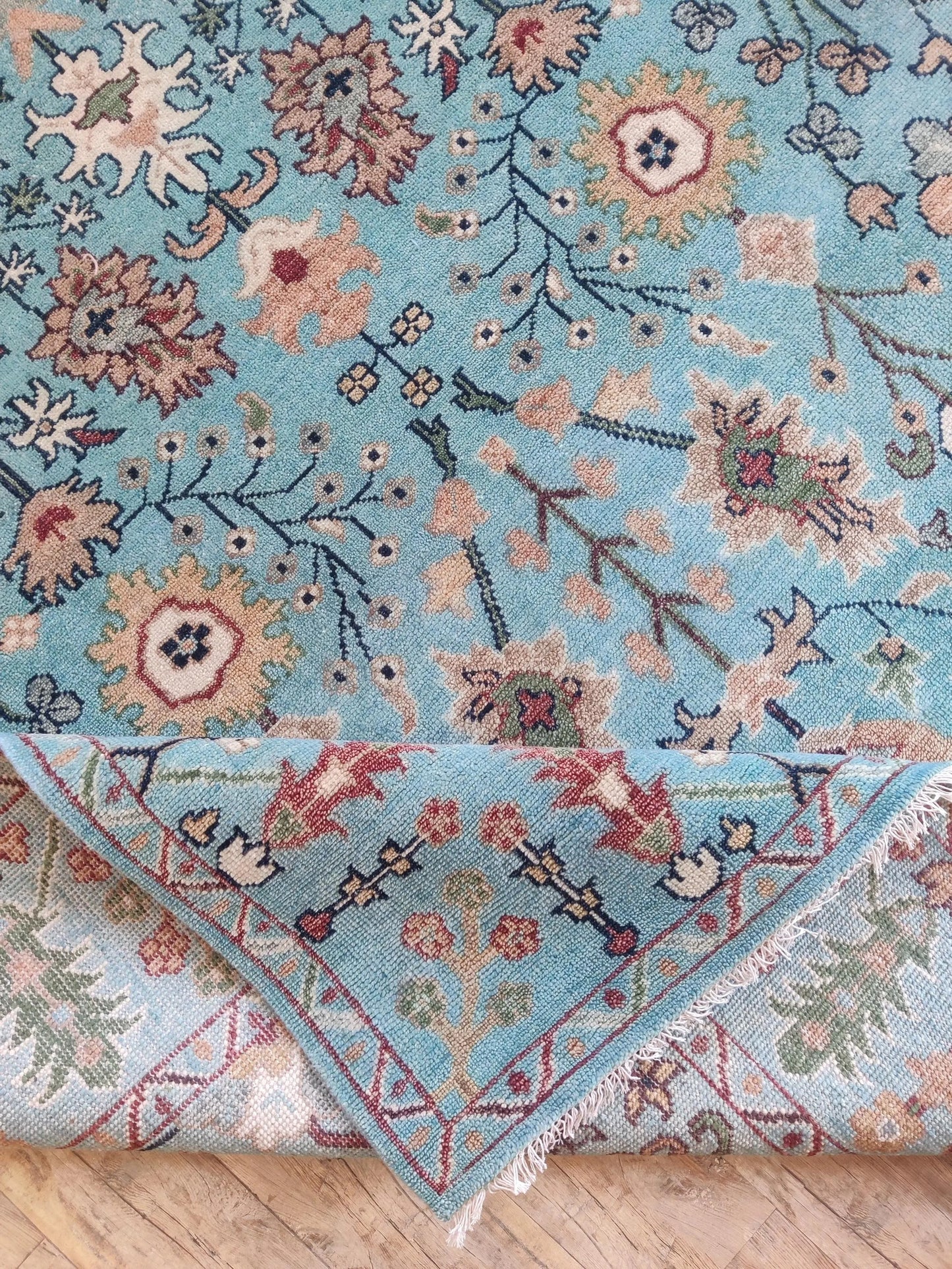 Turquoise Oasis Traditional Ziegler Mahal Floral Carpet
