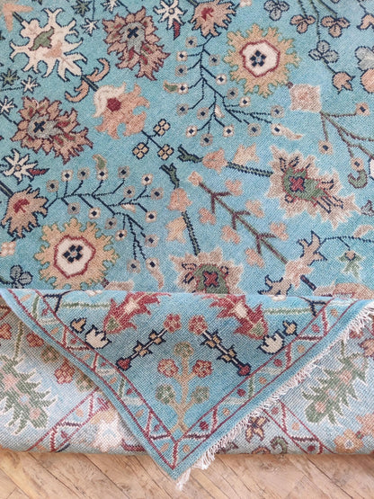 Turquoise Oasis Traditional Ziegler Mahal Floral Carpet