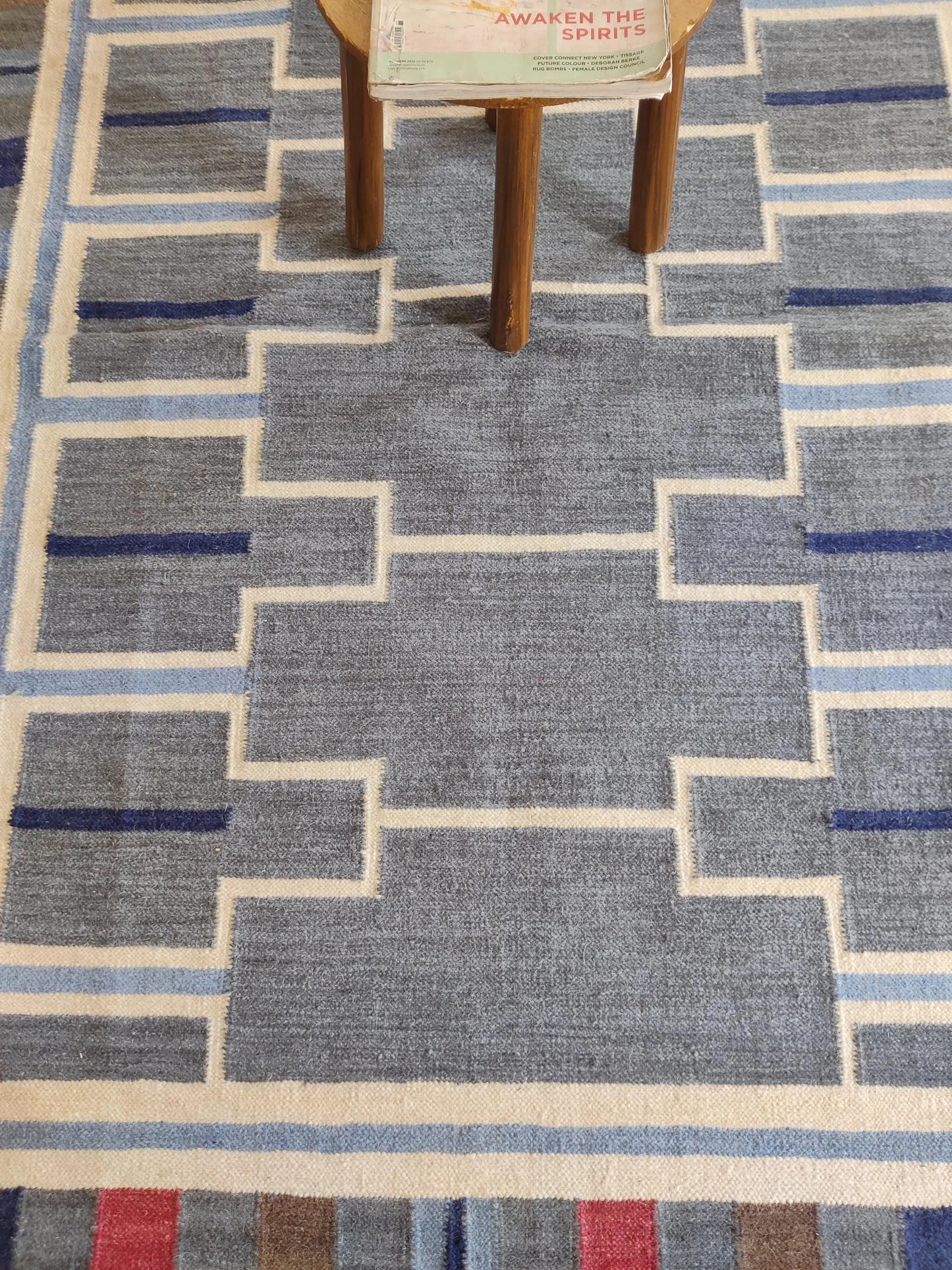 Geometric Vintage Scandinavian Swedish Kilim Rug